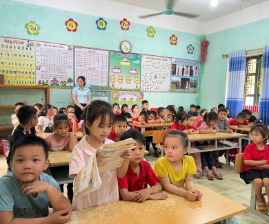 Sáng ngày 23/04/2025. Trường MN Vô Điếm tổ chức cho các bé khối MG 5 tuổi tham gia trải nghiệm thăm quan trường tiểu học Vô Điếm.